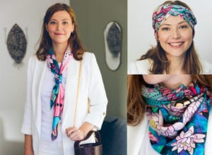 Foulard Manie V. en soie et made in France, portés multiples