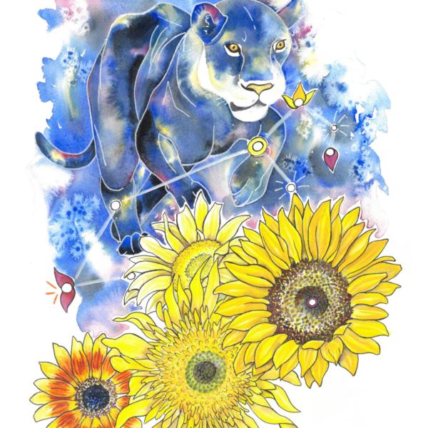 Affiche Astroo du lion, réalisée d'après une aquarelle exclusive de Manie V.