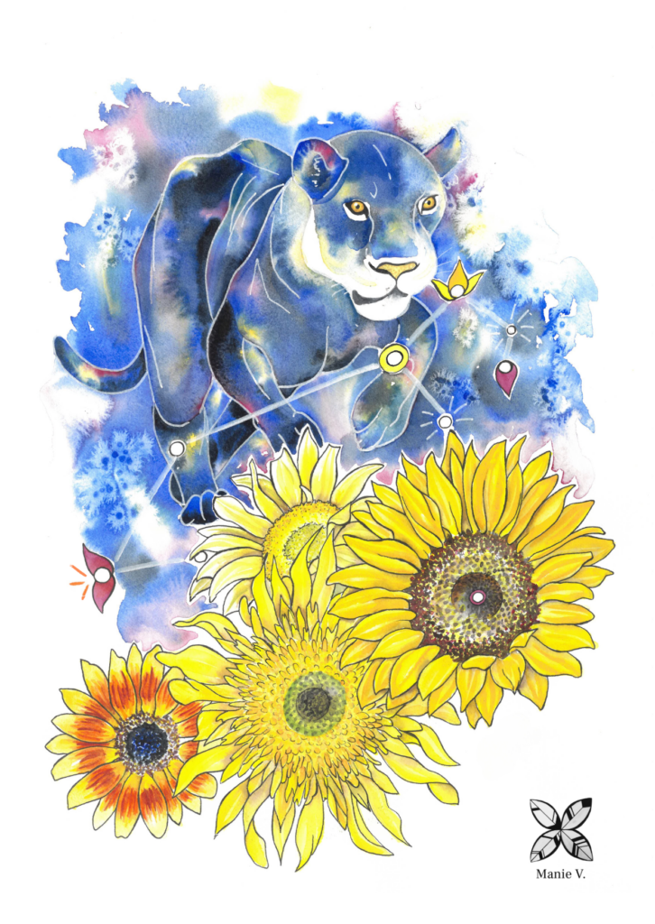 Affiche Astroo du lion, réalisée d'après une aquarelle exclusive de Manie V.
